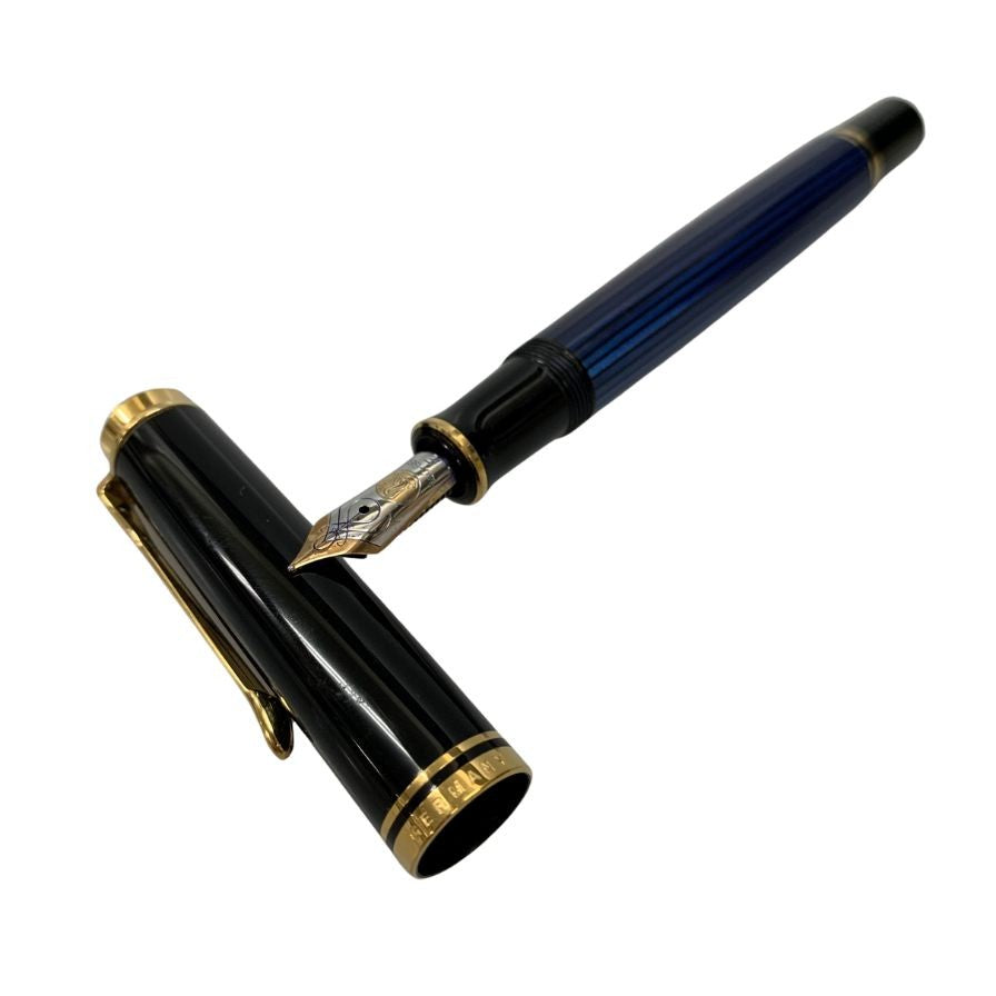 美品◆ペリカン 万年筆 スーベレーン M400 青縞 ストライプ ペン先14C-585 PELIKAN Souveran【AFI15】