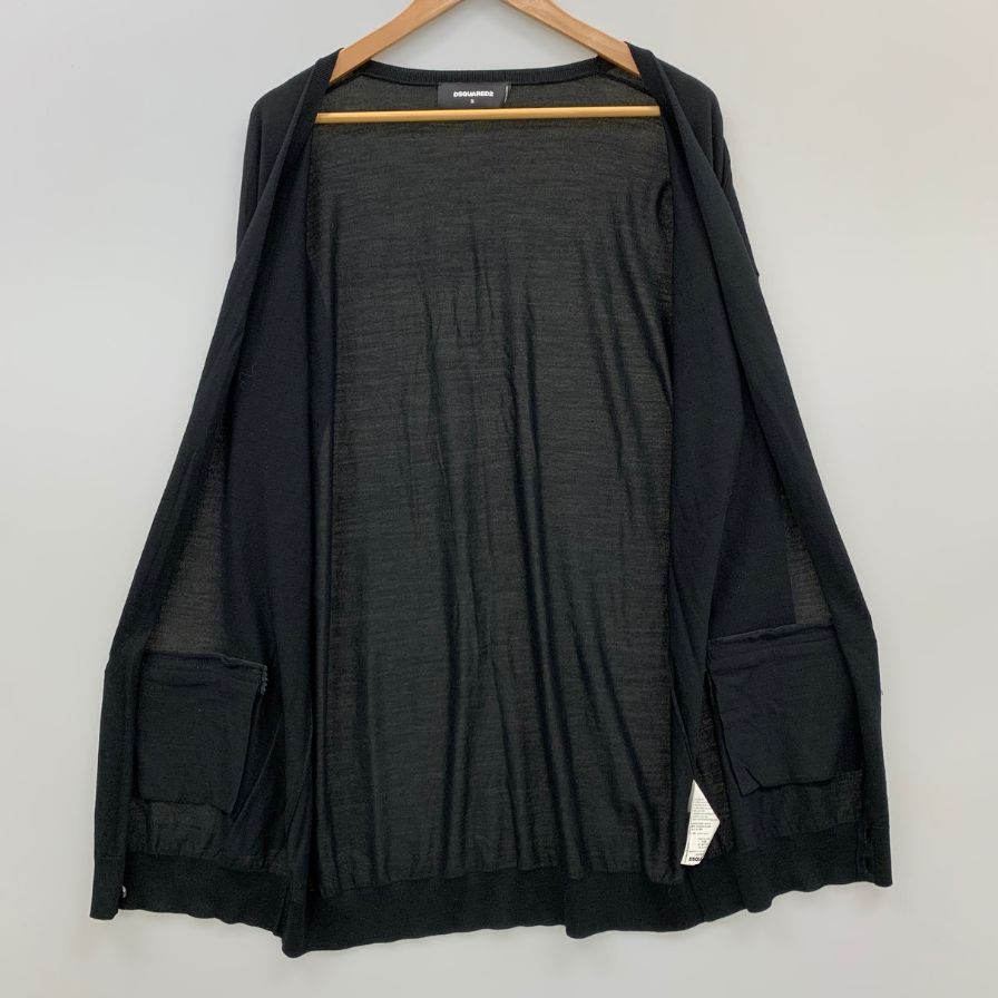 極美品◆ディースクエアード ロング丈トップス カーディガン ゴールドジップ レディース サイズS ブラック Dsquared2 【AFB14】