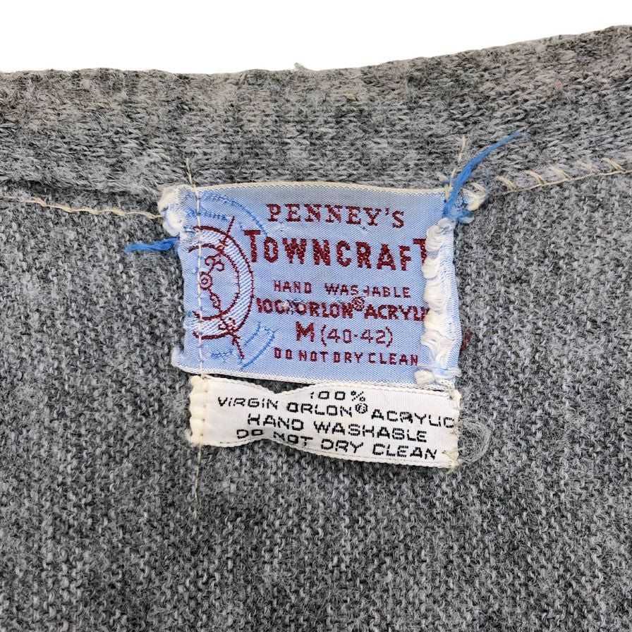 中古◆タウンクラフト 50S-60S カーディガン グレー メンズ アクリル サイズM towncraft 【AFB45】