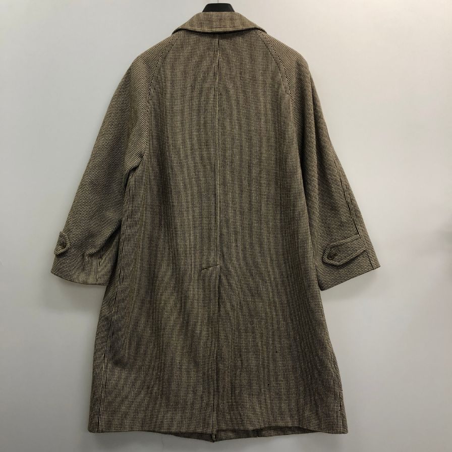 中古◆バーバリー ステンカラーコート ウール 千鳥格子 ブラウン系 メンズ サイズS BURBERRY 【AFF13】