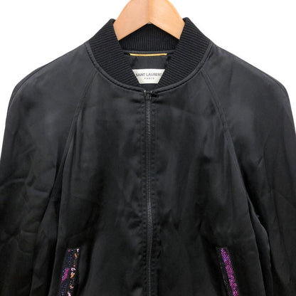 極美品◆サンローランパリ 19SS ビーズロゴ テディジャケット ブルゾン レディース サイズ40 ブラック  SAINT LAURENT PARIS 【AFB46】
