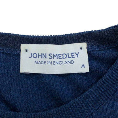 中古◆ジョンスメドレー セーター クルーネック ニット ウール 薄手 バイカラー 2トーン 切替 ネイビー メンズ サイズM JOHN SMEDLEY 【AFB9】