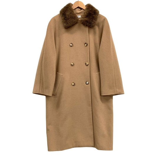 美品◆フォクシー ブティック ロングコート ダブル  カシミア混 レディース サイズF ベージュ FOXEY BOUTIQUE 【AFA19】