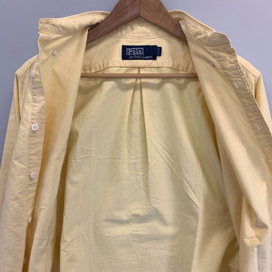 美品◆ポロラルフローレン ボタンダウンシャツ 90年S オールド イエロー メンズ サイズ15.5 Polo Ralph Lauren 【AFA21】