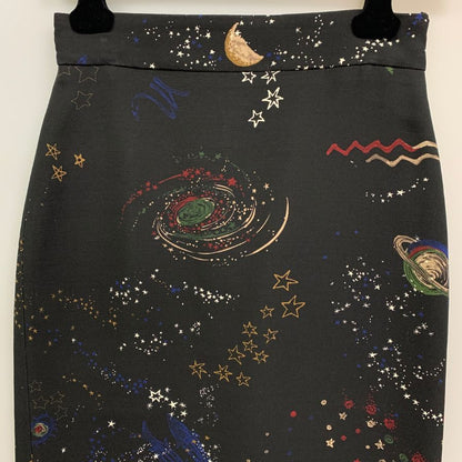 ヴァレンティノ スカート 惑星柄 ブラック ウール×シルク サイズ38 レディース Valentino【AFB9】