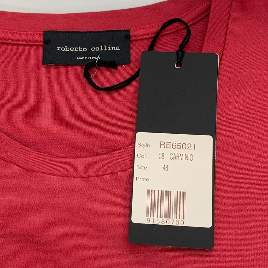 新品同様◆ロベルトコリーナ Tシャツ レッド コットン サイズ48 メンズ roberto collina 【AFB41】