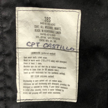 中古◆USED 米軍 U.S. NAVY  ブラック ステンカラーコート ライナー付き サイズ38 【AFA3】