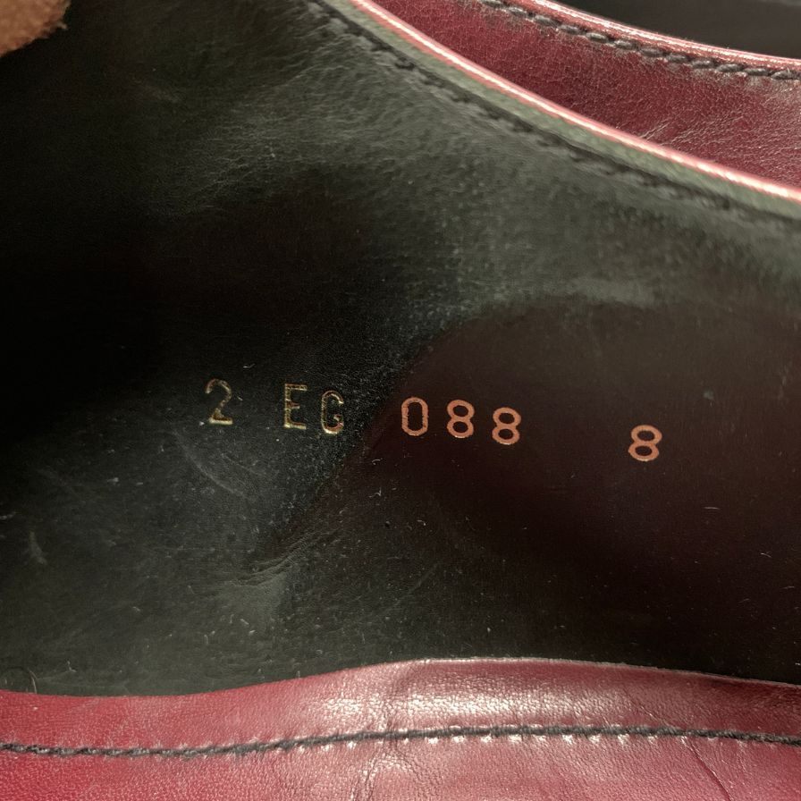 プラダ レザーシューズ Vチップ チロリアンシューズ メンズ バーガンディ サイズ8 PRADA 約26.5cm【AFD9-2】