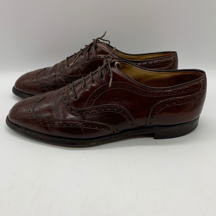 ジョンストンマーフィー レザーシューズ ウィングチップ ガラスレザー ボルドー メンズ サイズ9D JOHNSTON＆MURPHY 約27.0cm【YB5】