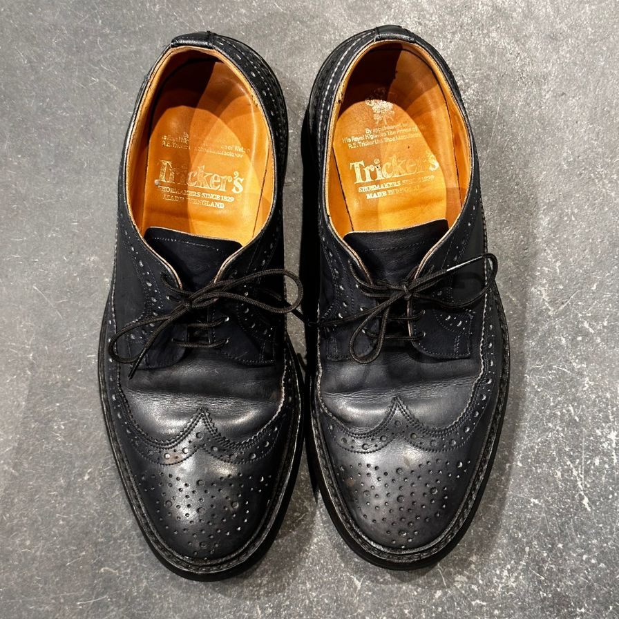 トリッカーズ レザーシューズ ロングウイングチップ M5164 ネイビー メンズ サイズUK7 Tricker’s ビジネスシューズ 約25.5cm【LA】【中古】