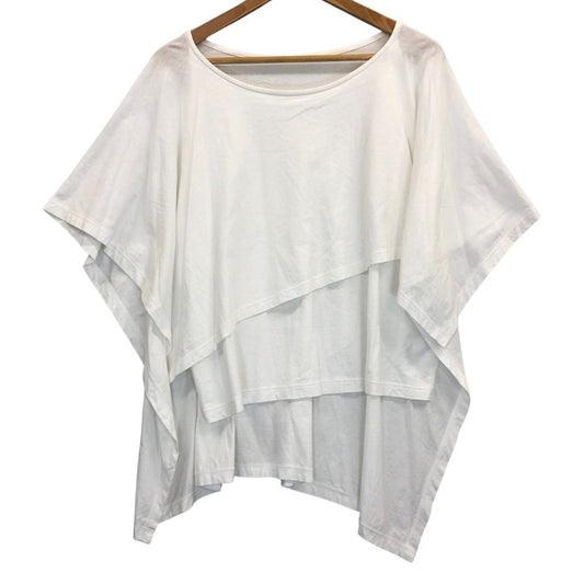 極美品◆イッセイミヤケ レイヤードTシャツ ホワイト サイズ2 レディース IM12JK721 ISSEY MIYAKE 【AFB45】