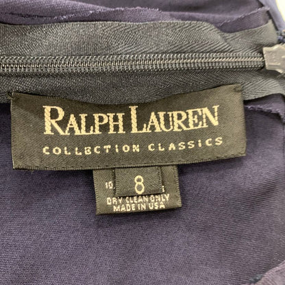 中古◆ラルフローレン コレクション クラシック ワンピース ノースリーブ レーヨン USA製 サイズ8 ネイビー系 レディース RALPH LAUREN COLLECTION CLASSICS 【AFB29】