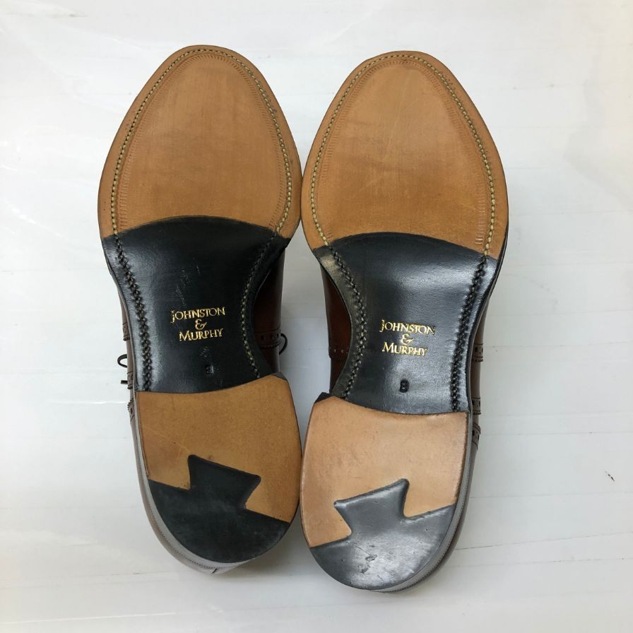 ジョンストン＆マーフィー レザーシューズ ウイングチップ クラウン アリストクラフト メンズ サイズ8 ブラウン JOHNSTON & MURPHY 約26.0cm【AFD4】