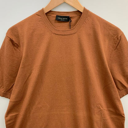 美品◆ロベルトコリーナ Tシャツ ニットTシャツ コットン ブラウン サイズ48 メンズ roberto collina 【AFB41】