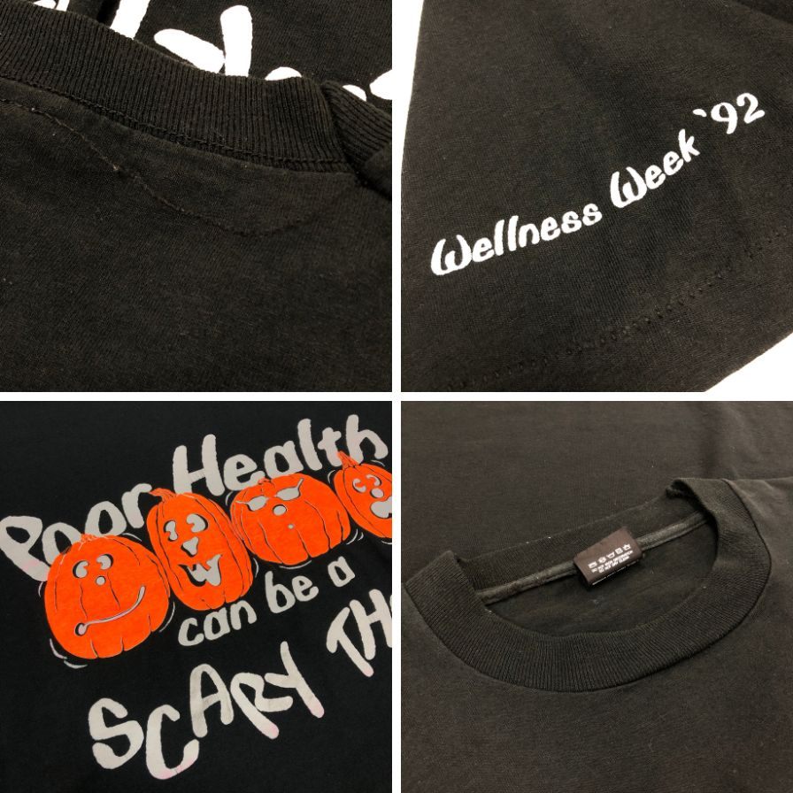 中古◆スクリーンスターズ Tシャツ 92年製 パンプキン USA製 ブラック メンズ サイズXL SCREEN STARS wellness week 【AFB43】
