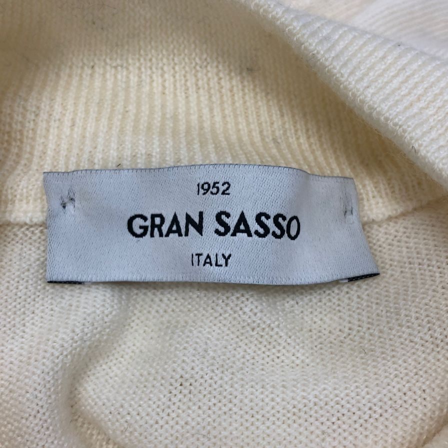 美品◆グランサッソ ニット  モックネック ラナウール メンズ ホワイト サイズ52 Gran Sasso 【AFB13】