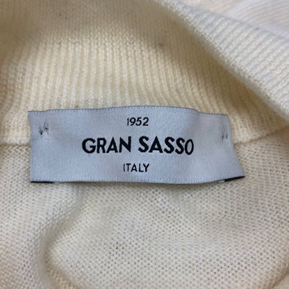 美品◆グランサッソ ニット  モックネック ラナウール メンズ ホワイト サイズ52 Gran Sasso 【AFB13】