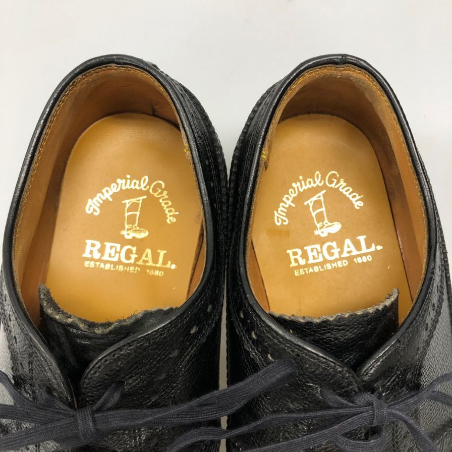 リーガル レザーシューズ ウイングチップ  シボレザー  サイズ24 ブラック REGAL 約24.0cm【AFC46】