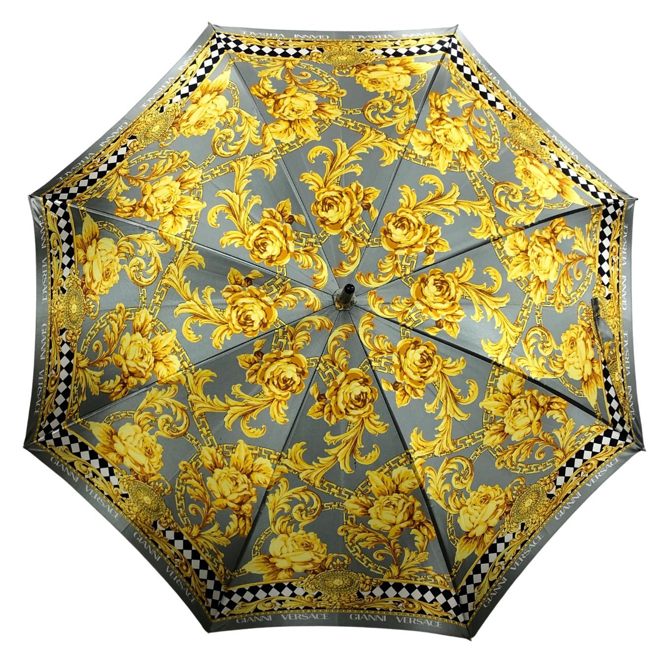 ヴェルサーチ 傘 総柄 ゴールド＆グレー VERSACE【AFE13】【中古】