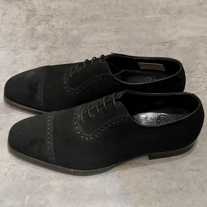 クロケット＆ジョーンズ ポールスミス別注 パンチドキャップトゥ アデレード スエード ブラック サイズUK7E CROCKETT&JONES スエードシューズ 約25.5cm【LA】【中古】