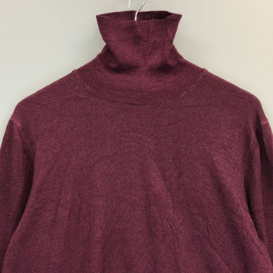 美品◆グランサッソ ニット セーター タートルネック ウール カシミヤ混 メンズ ボルドー系 サイズ52 Gran Sasso 【AFB15】