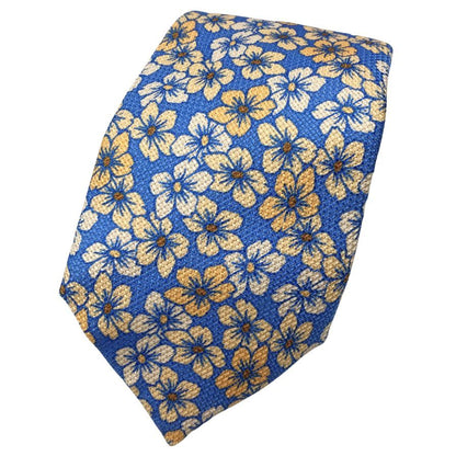 イザイア ネクタイ 花柄 シルクブレンド ブルー系 ISAIA【AFI18】