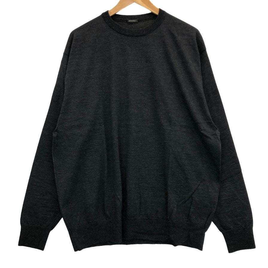 極美品◆コモリ ウールクルーネックニット ブラック メンズ サイズフリー C03-06010 COMOLI 【AFB34】