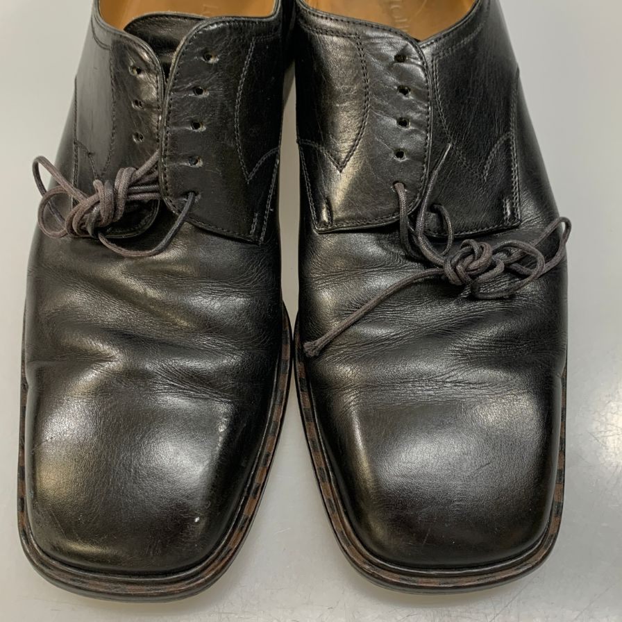 ルイヴィトン レザーシューズ スクエアトゥ ブラック メンズ サイズ7 LOUIS VUITTON 約26.0cm【AFC47】