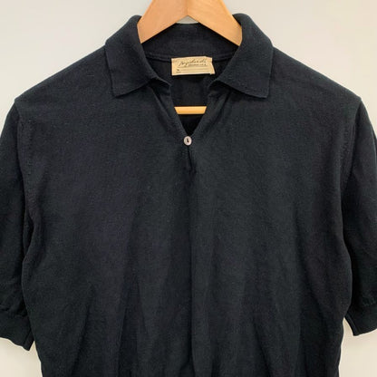 中古◆ブライスランズ ポロシャツ Cotton Short Sleeve Skipper Polo 半袖 コットン ニット スコットランド製 ブラック メンズ サイズ42 Bryceland's 【AFB9】
