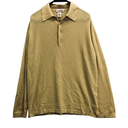 美品◆エルメネジルドゼニア ニット長袖シャツ カシミヤ イエロー サイズM/50 Ermenegildo Zegna 【AFF19】