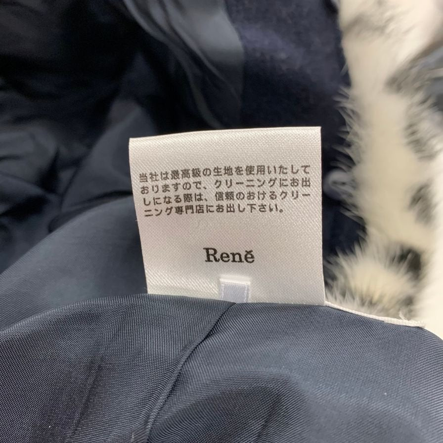 美品◆ルネ コート 6538141A ミンクファー ネイビー サイズ34 レディース Rene 【AFB31】