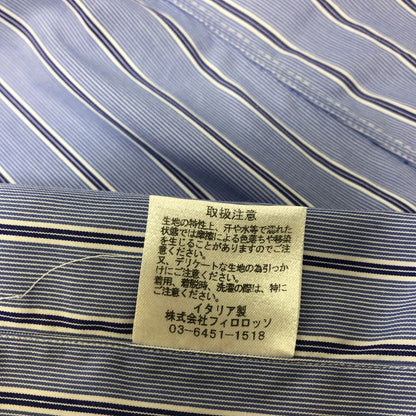 美品◆マリア サンタンジェロ シャツ コットン ストライプ ブルー系 メンズ サイズ39/15.5 Maria Santangelo 【AFB19】