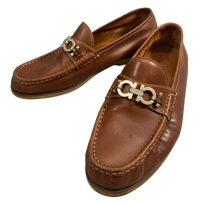 サルバトーレ フェラガモ ローファー ビットローファー ガンチーニ ブラウン メンズ サイズ7.5 Salvatore Ferragamo 約25.5cm【AFC6】