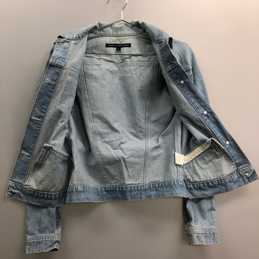 中古■ラルフローレン スポーツ デニムジャケット ショート丈 レディース サイズ11 ブルー系 Ralph Lauren Sports 【AFB12】
