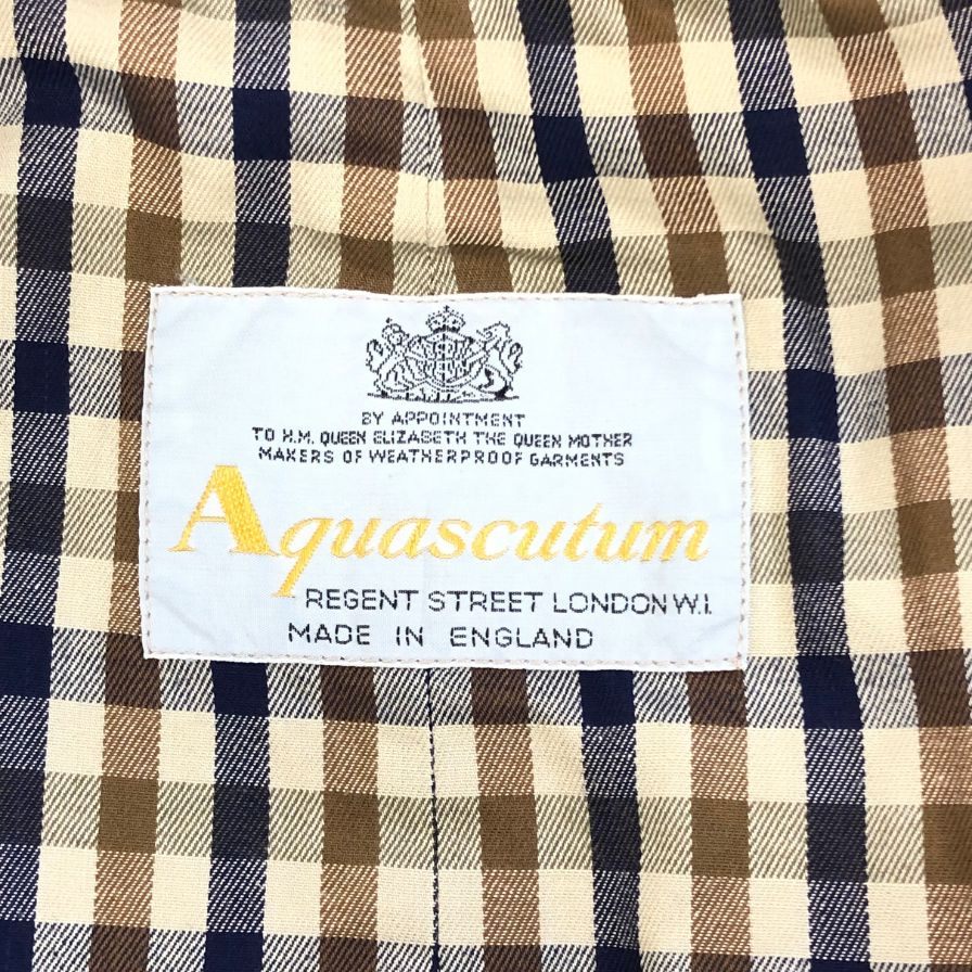 中古◆アクアスキュータム トレンチコート 70S アクア5 イングランド製 カーキ メンズ サイズ表記なし Aquascutum 【AFA11】