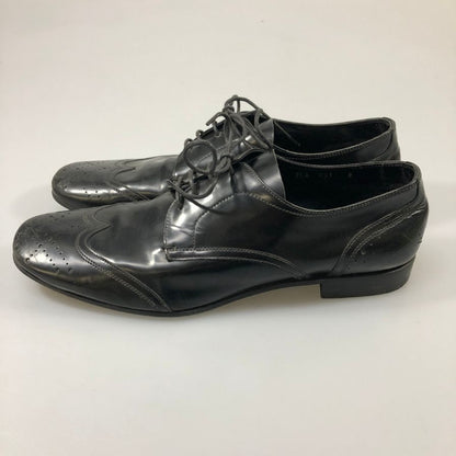 プラダ レザーシューズ ウイングチップ ガラスレザー 2EA 051 メンズ ブラック サイズ8 PRADA 約26.5cm【AFC50】