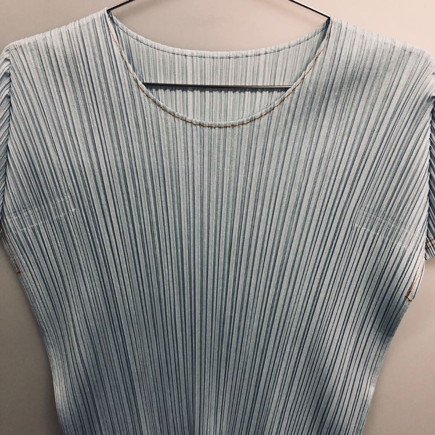 美品◆プリーツプリーズ イッセイミヤケ 半袖 カットソー PP21-JK651 ブルー サイズ3 PLEATS PLEASE 【AFB1】