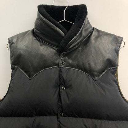美品◆ロッキーマウンテン フェザーベッド×アナトミカ ダウンベスト カーフレザー メンズ サイズ40 ブラック Rocky Mountain Featherbed×ANATOMICA 【AFA8】