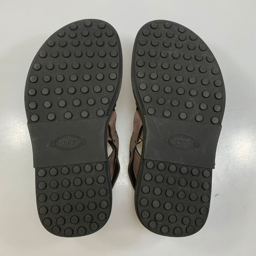 トッズ レザーサンダル ストラップ メンズ ブラウン サイズ5  TODS 約24.0cm【AFC1】
