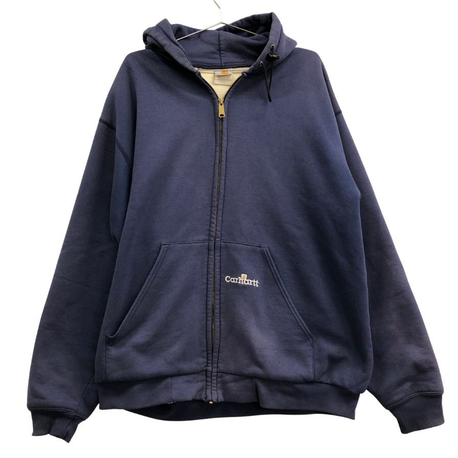 美品◆カーハート ジップアップスウェットパーカー 裏地サーマル ネイビー サイズ不明 Carhartt 【AFB14】
