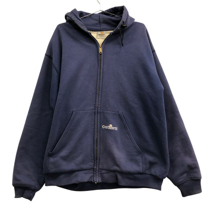美品◆カーハート ジップアップスウェットパーカー 裏地サーマル ネイビー サイズ不明 Carhartt 【AFB14】