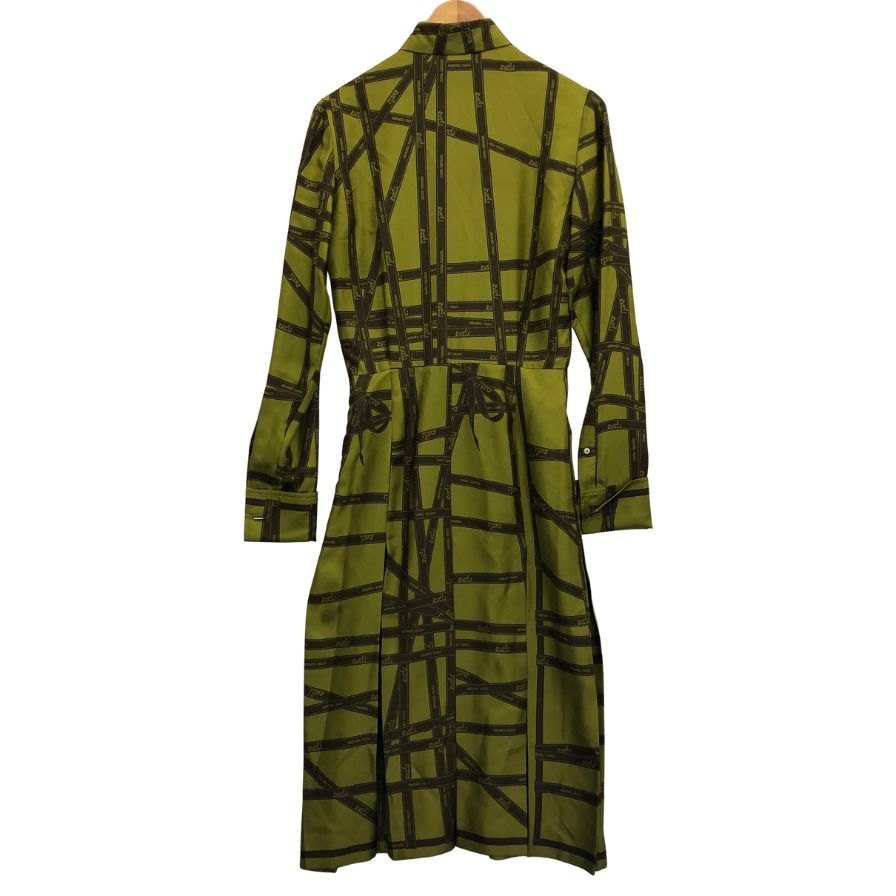 美品◆エルメス マルジェラ期 ワンピース ヴィンテージ 総柄 ボルデュック カーキ レディース サイズ34 HERMES 【AFB2】