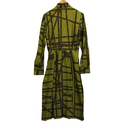 美品◆エルメス マルジェラ期 ワンピース ヴィンテージ 総柄 ボルデュック カーキ レディース サイズ34 HERMES 【AFB2】