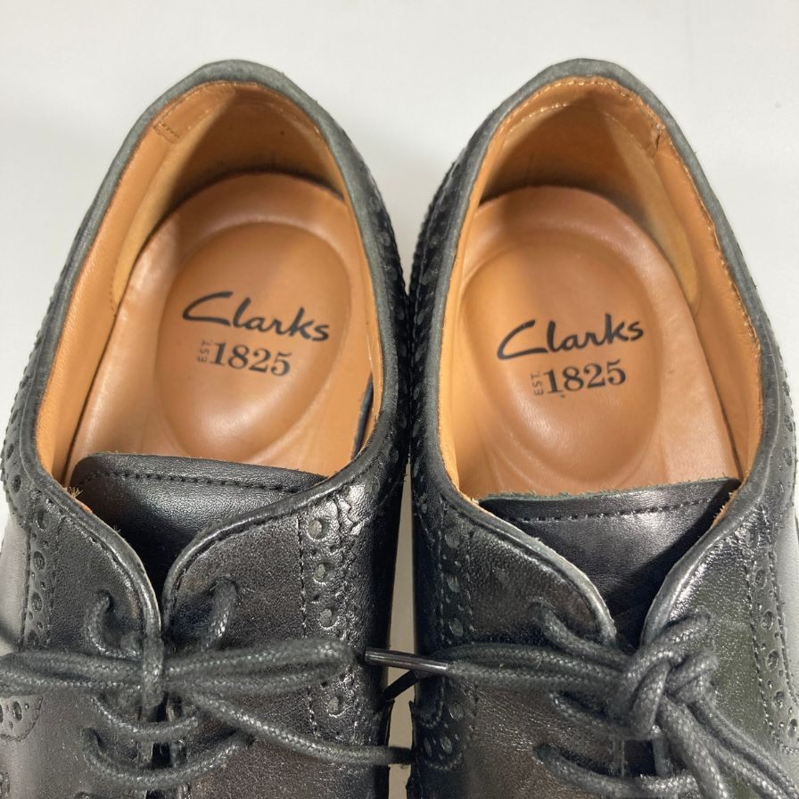 クラークス レザーシューズ フルブローグ カーフ クッションプラスインソール メンズ ブラック サイズUK7 Clarks 約25.5cm【AFC32】