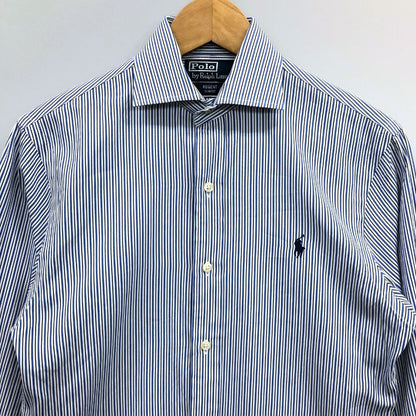 美品◆ポロ ラルフローレン 長袖シャツ 胸刺繍 ストライプ メンズ サイズ14 1/2 POLO RALPH LAUREN 【AFB17】