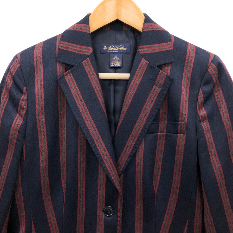 中古◆ブルックスブラザース ストライプ ジャケット  レディース  サイズ6 ネイビー＆レッド Brooks Brothers 【AFB50】