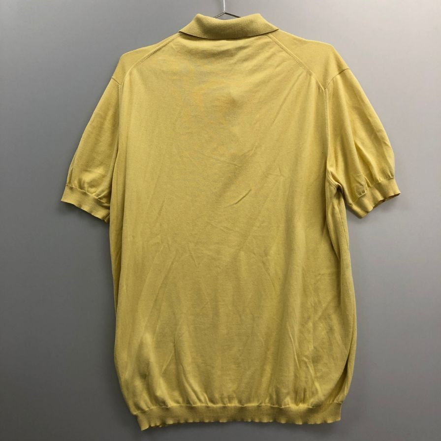 美品◆エルメネジルドゼニア ニットポロシャツ コットン イエロー サイズM/50 Ermenegildo Zegna 【AFB12】