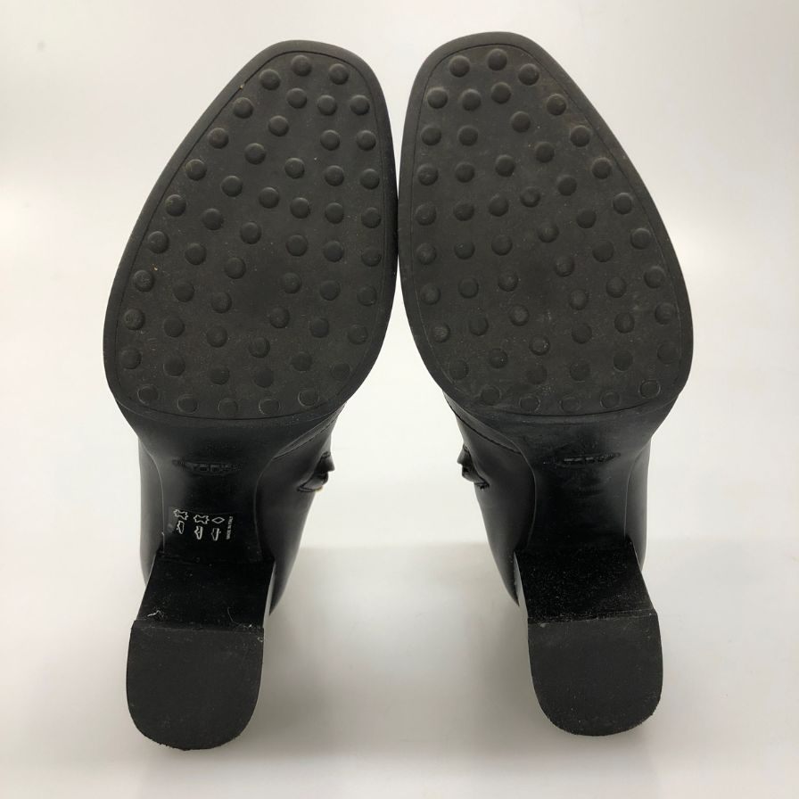 トッズ ブーツ サイドジップ ハイヒール カーフ レディース ブラック サイズ37 TOD'S 約23.5cm【AFD1】