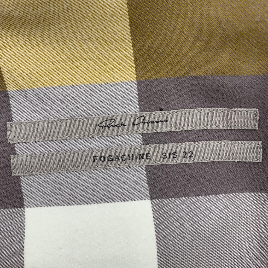 Good Condition ◆ Rick Owens Long Sleeve Shirt RU01B1729-CP Check Outer Yellow x Gray Size 48 Rick Owens Men's [AFB39] 