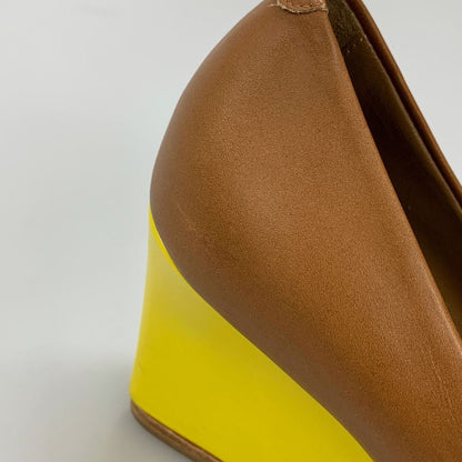 エルメス レザーシューズ パンプス オープントゥ シェーヌダンクル レディース  サイズ36 ブラウン Hermès 約23.0cm【AFC29】